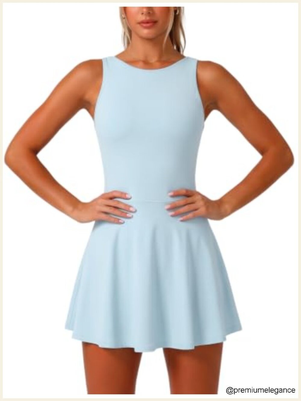Athletic Tennis Dress with Built in Shorts, Pockets & Cutout Back